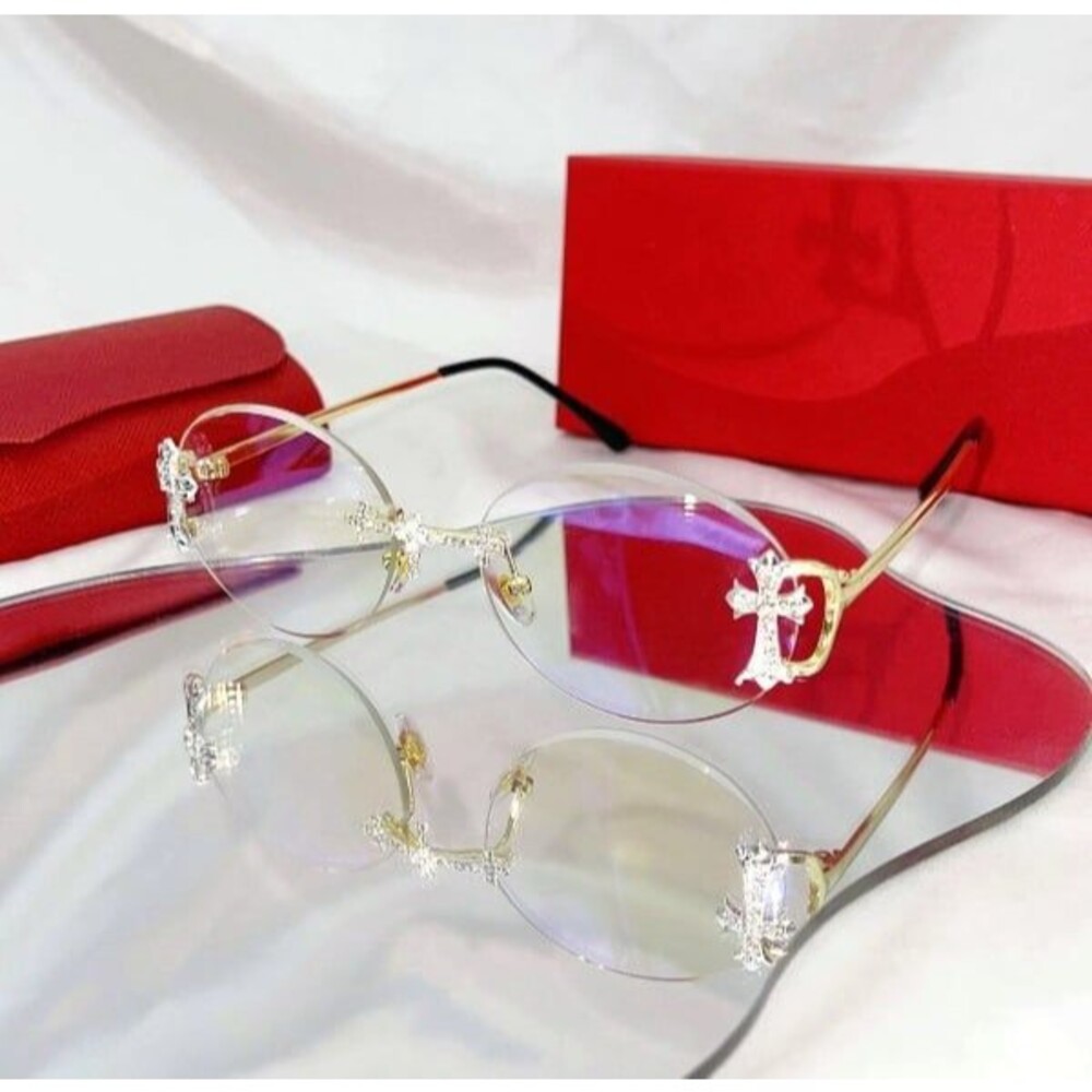 Clear Lens Gradient Men's Rimless Sunglasses Sun Protection UV Protection